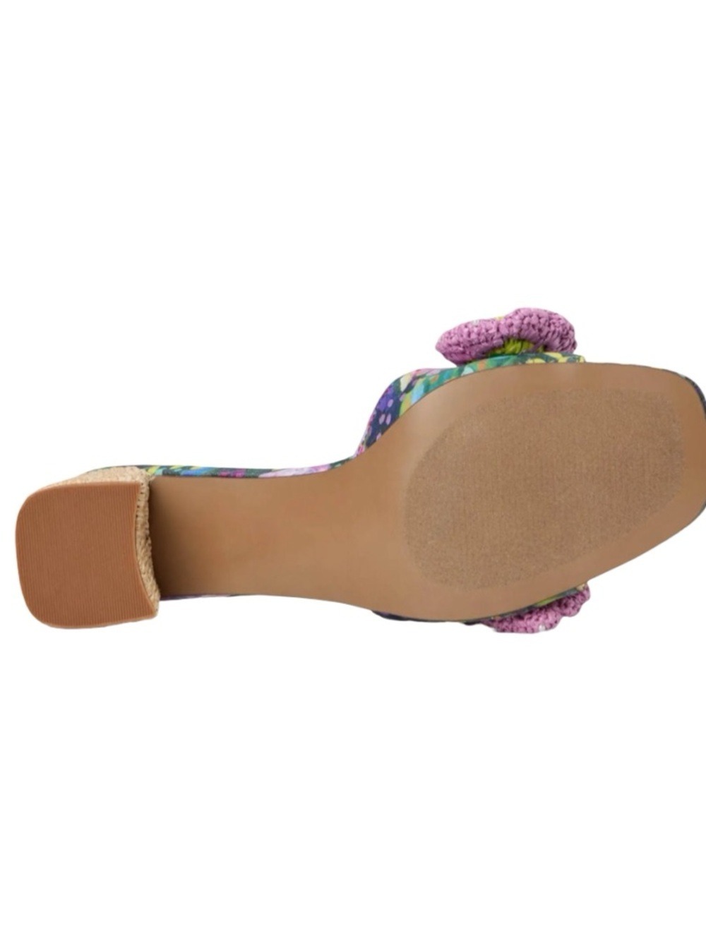 NWOB $99 Blue by Betsey Johnson - Dietrich Bright Floral Raffia Heel Slides - Picture 4 of 8